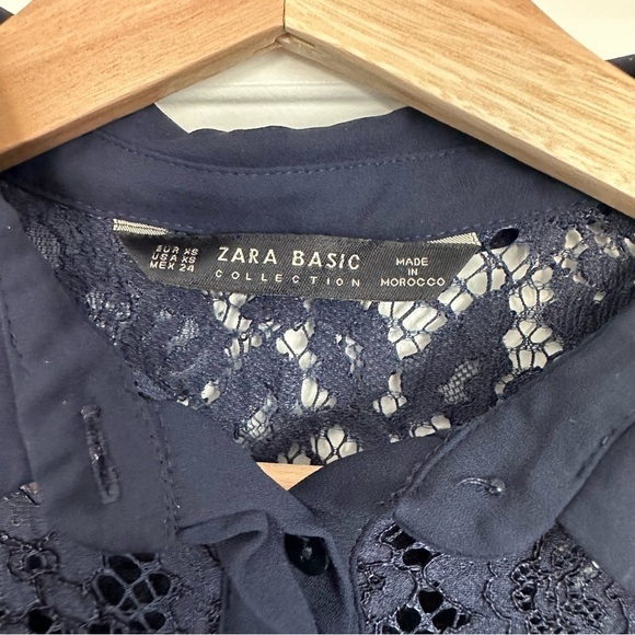 Long Sleeve Zara Basic Button down and Lace Blouse - Picture 4 of 7